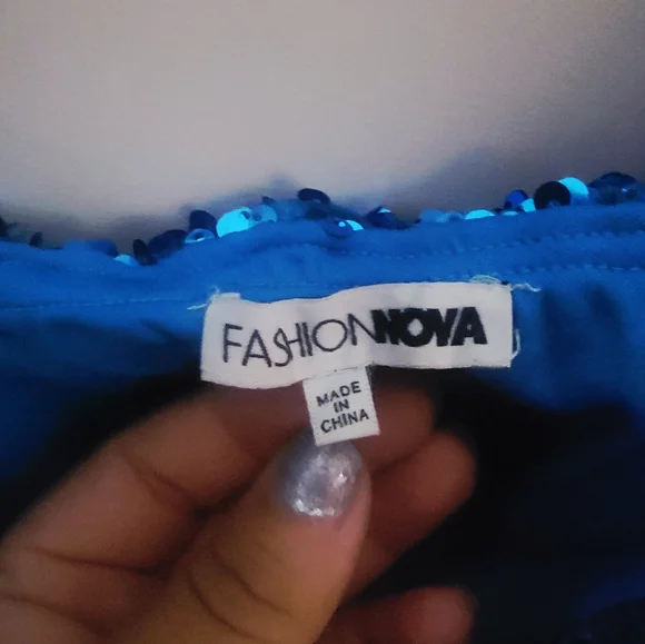 Fashion Nova Vibrant Blue Sequin Top - Picture 7 of 8